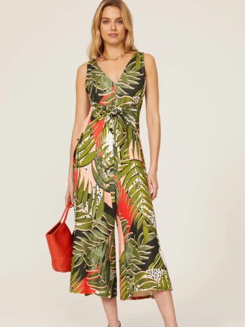 Slate & Willow Tropical V-Neck Wide Leg Jumpsuit